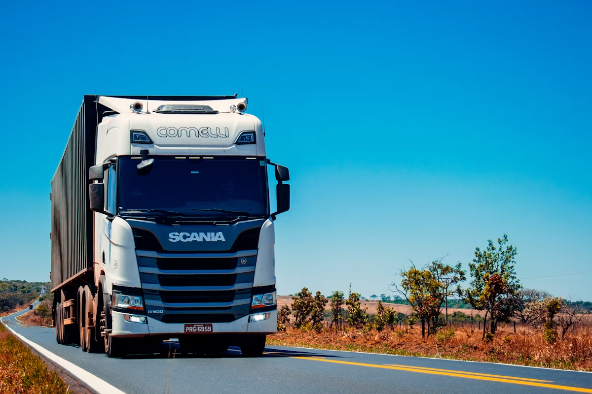 Semi truck on the road for lease-on program