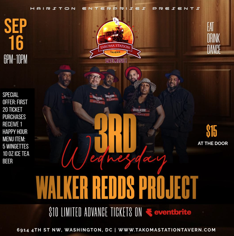 Takoma Station Tavern event flyer featuring Walker Redds Project